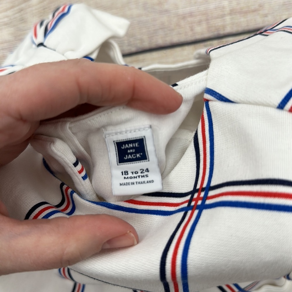 Janie and Jack Red White and Blue Romper with back Cut-out Size 18-24 M - Picture 3 of 5